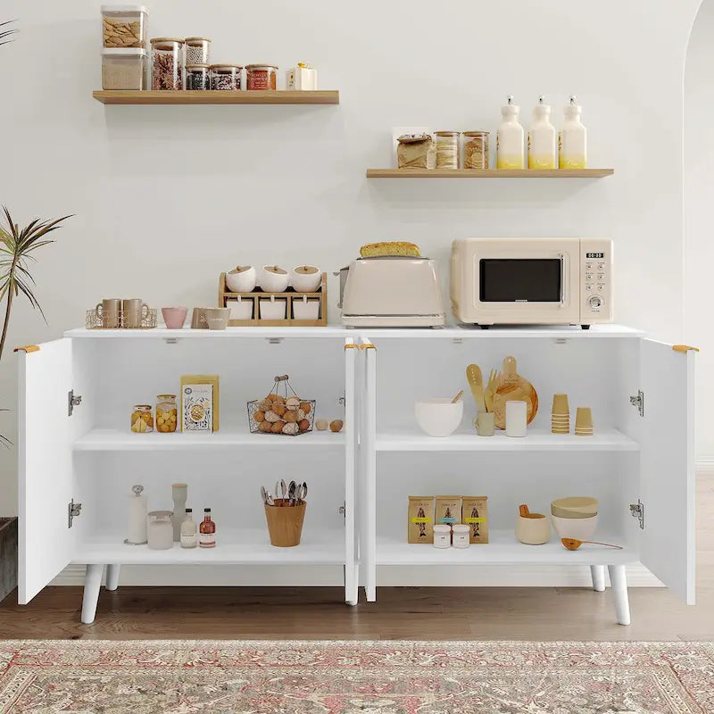 Black / White 4-Door Buffet Sideboard Cabinet – For 1 Room