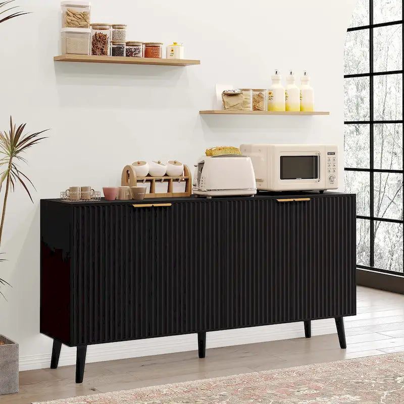 Black / White 4-Door Buffet Sideboard Cabinet – For 1 Room