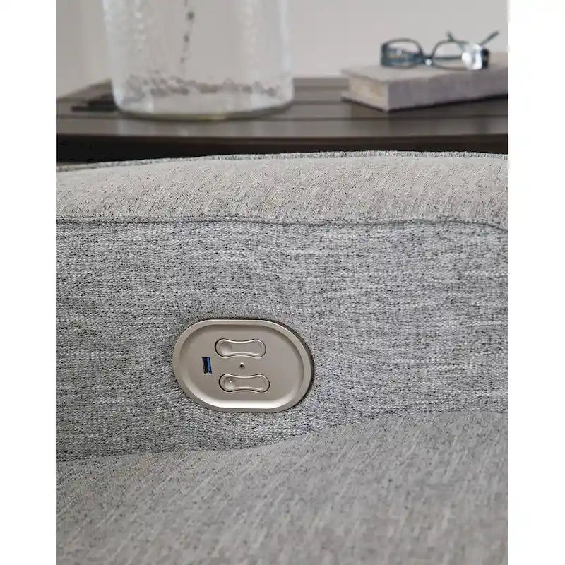 Pewter Power Recliner with Adjustable Headrest & USB Port – 1-Seat