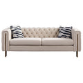 Tufted Velvet 3-Seater Sofa – Square Arm, Golden Legs | Cream / Blue / Mint Green / Pink / Green / Black