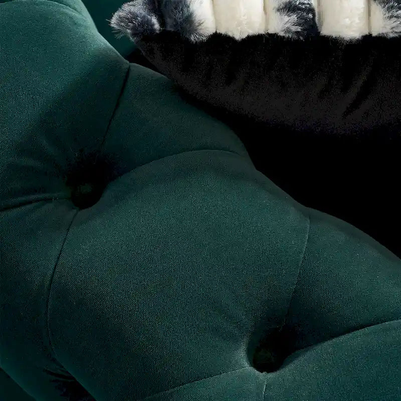 Tufted Velvet 3-Seater Sofa – Square Arm, Golden Legs | Cream / Blue / Mint Green / Pink / Green / Black