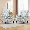 Floral Upholstered Accent Armchair with Nailhead Trim, Set of 2