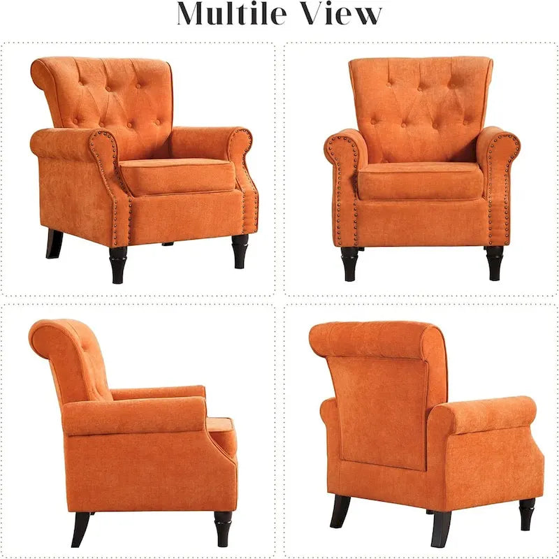 Floral Upholstered Accent Armchair with Nailhead Trim, Set of 2