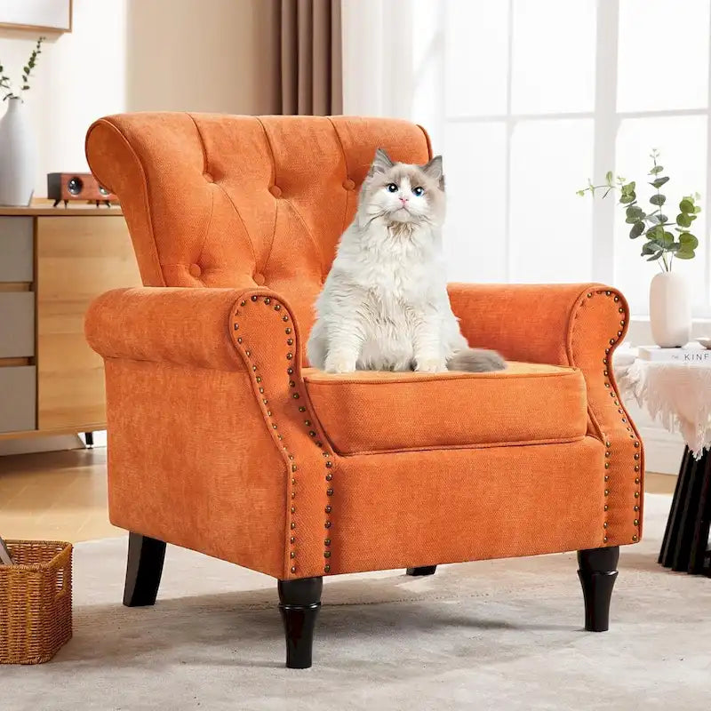 Floral Upholstered Accent Armchair with Nailhead Trim, Set of 2