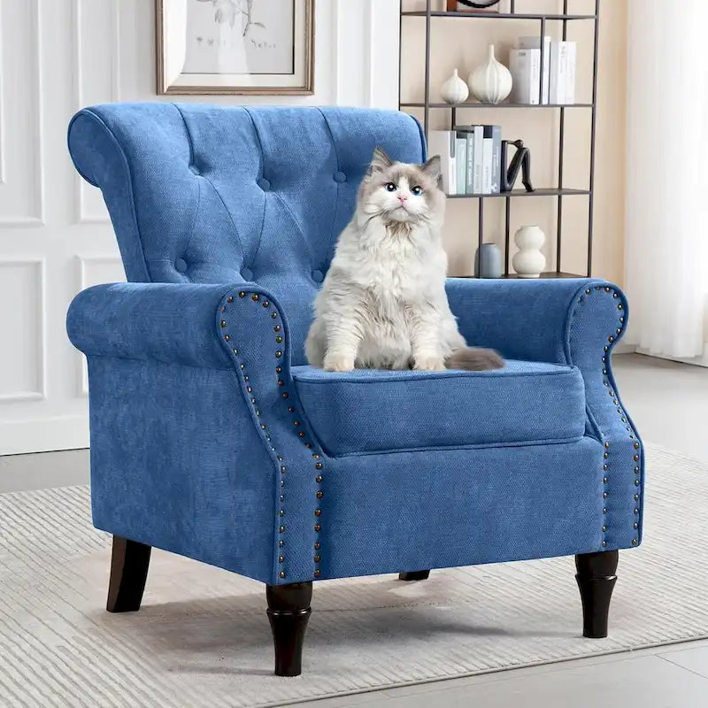 Floral Upholstered Accent Armchair with Nailhead Trim, Set of 2