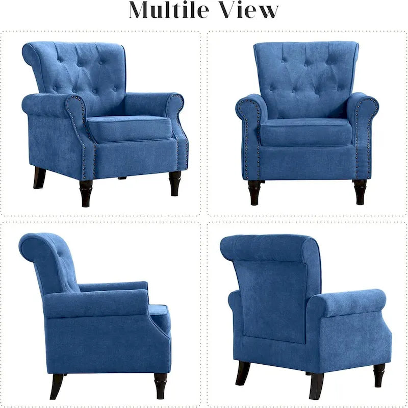 Floral Upholstered Accent Armchair with Nailhead Trim, Set of 2