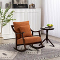 Woven Fabric Rocking Chair with Solid Wood Frame | Light Brown / Yellow / Light Green | Single Seat