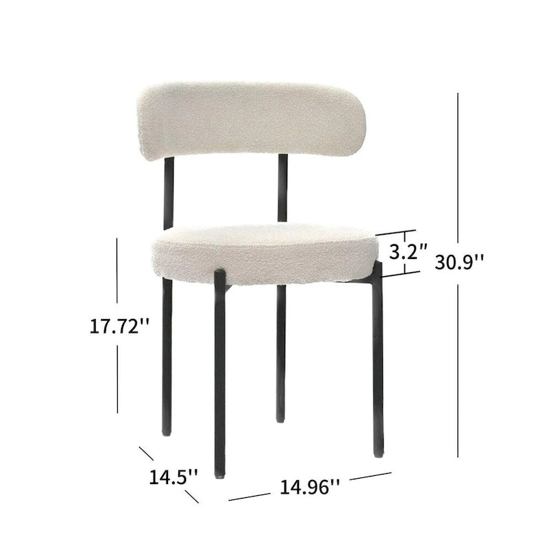 White / Grey / Green / Brown Velvet Dining Chair – Curved Backrest, Set of 2