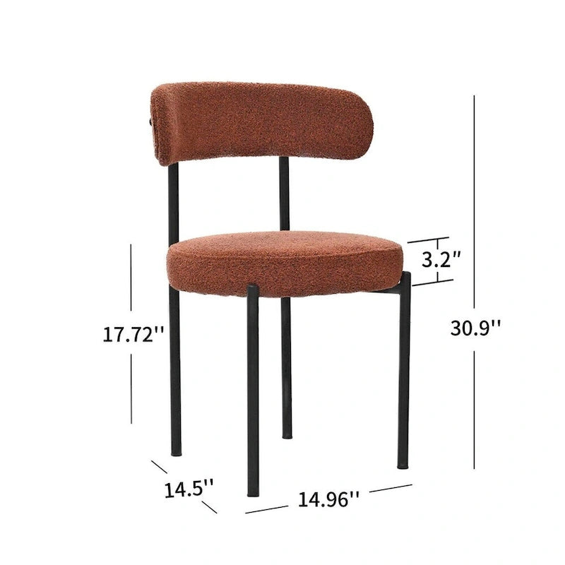 White / Grey / Green / Brown Velvet Dining Chair – Curved Backrest, Set of 2