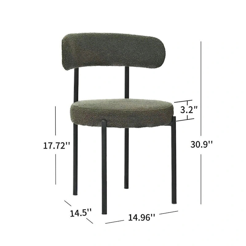 White / Grey / Green / Brown Velvet Dining Chair – Curved Backrest, Set of 2