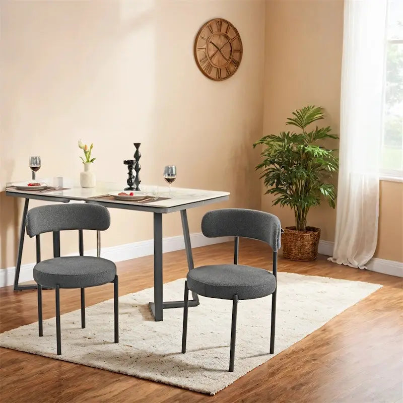 White / Grey / Green / Brown Velvet Dining Chair – Curved Backrest, Set of 2