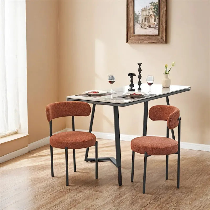 White / Grey / Green / Brown Velvet Dining Chair – Curved Backrest, Set of 2