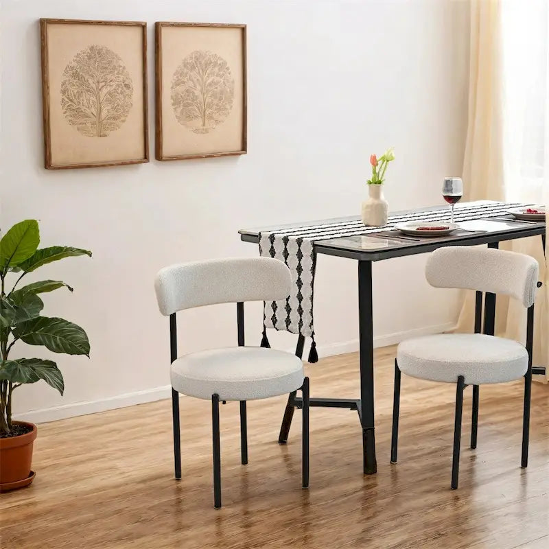White / Grey / Green / Brown Velvet Dining Chair – Curved Backrest, Set of 2