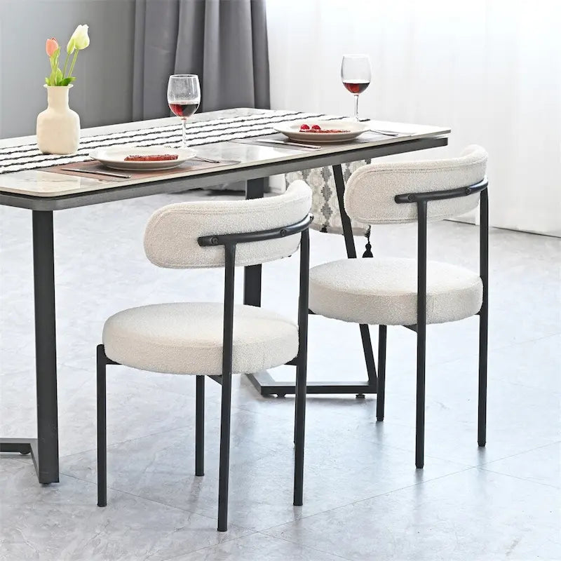 White / Grey / Green / Brown Velvet Dining Chair – Curved Backrest, Set of 2