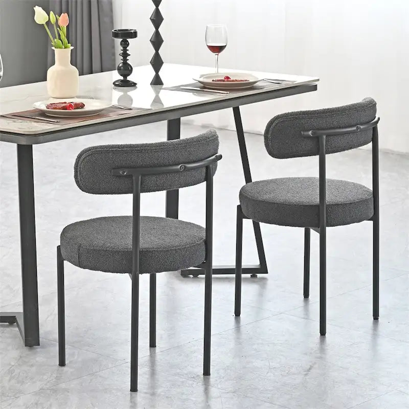 White / Grey / Green / Brown Velvet Dining Chair – Curved Backrest, Set of 2