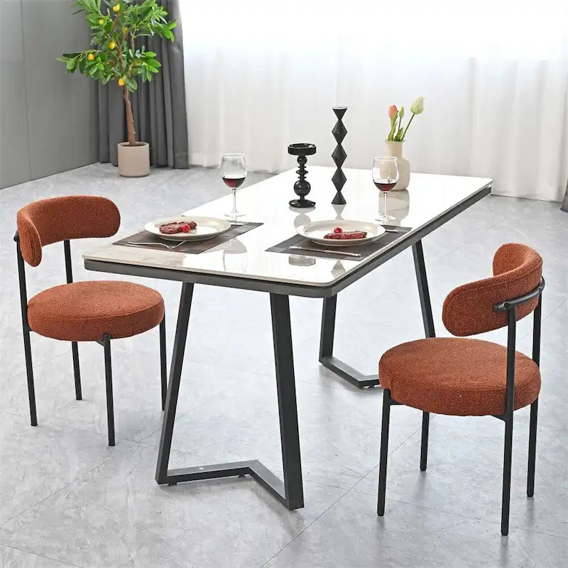 White / Grey / Green / Brown Velvet Dining Chair – Curved Backrest, Set of 2