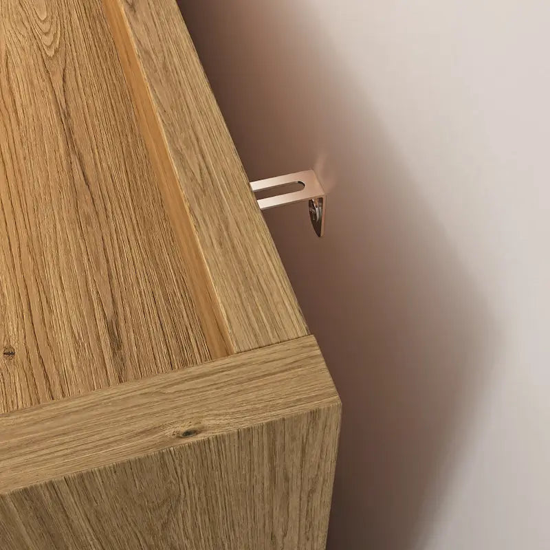 Natural Wood Dresser with Drawers, Gold Handles, Single