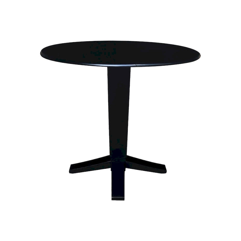 Black / Hickory Washed Coal Drop Leaf Pedestal Dining Table, Seats 2–4