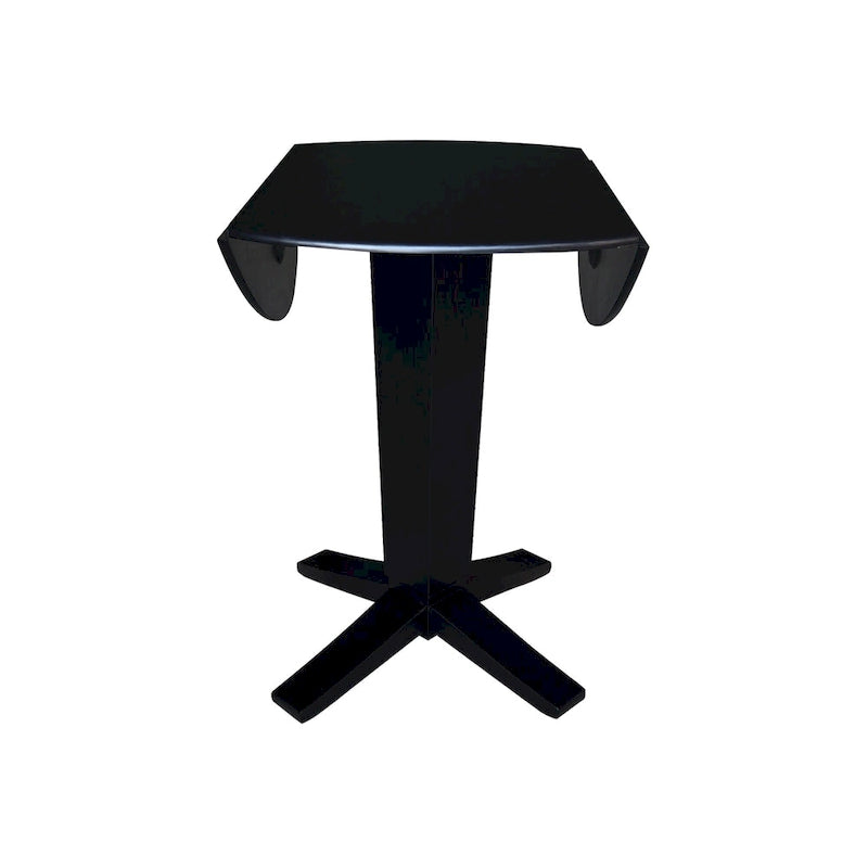 Black / Hickory Washed Coal Drop Leaf Pedestal Dining Table, Seats 2–4