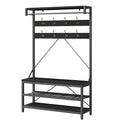 Black / Grey / Brown Industrial Hall Tree – Shoe Bench & Coat Rack, Single-User