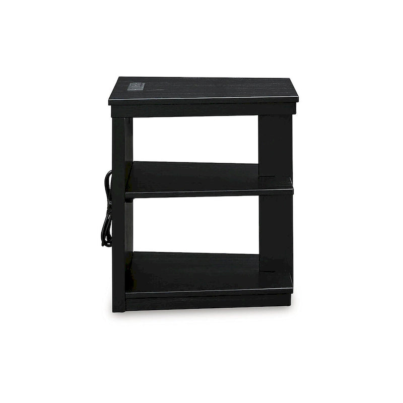 Black Chairside End Table with USB Charging – 1 Person