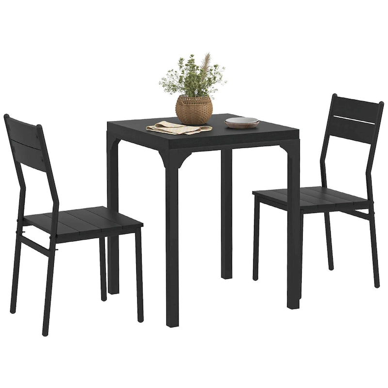 Rustic Brown 3-Piece Dining Table Set for 2, Counter Height, MDF & Steel