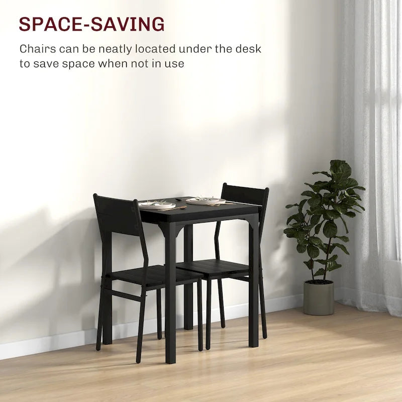 Rustic Brown 3-Piece Dining Table Set for 2, Counter Height, MDF & Steel