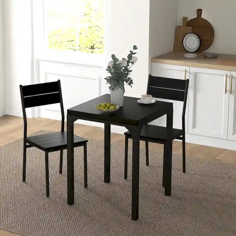 Rustic Brown 3-Piece Dining Table Set for 2, Counter Height, MDF & Steel