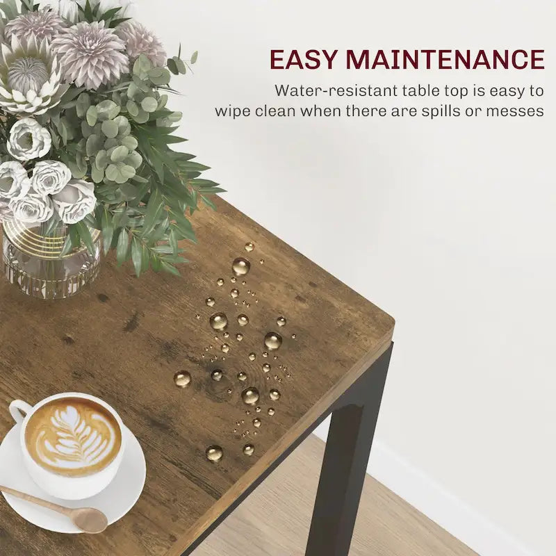 Rustic Brown 3-Piece Dining Table Set for 2, Counter Height, MDF & Steel