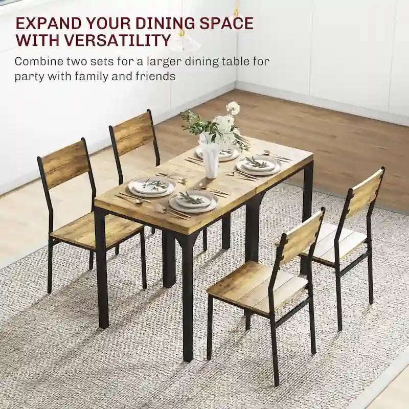 Rustic Brown 3-Piece Dining Table Set for 2, Counter Height, MDF & Steel