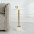 Brass & White Glass Top Accent Side Table, for 1