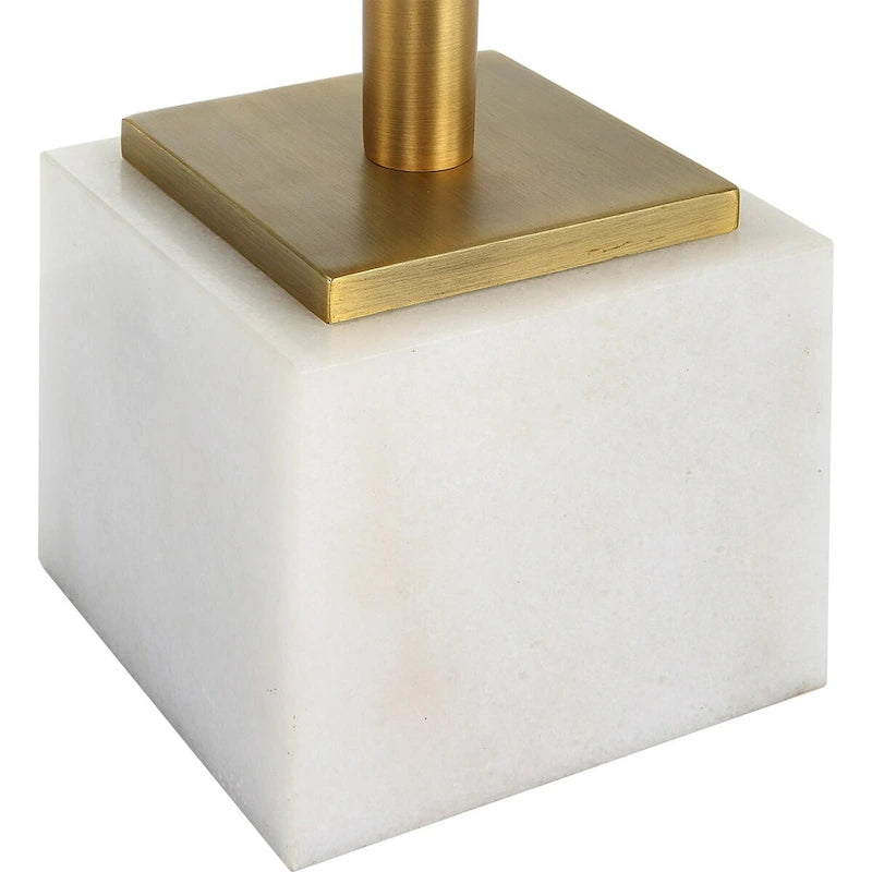 Brass & White Glass Top Accent Side Table, for 1