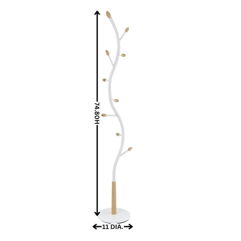 Black Walnut Branch Standing Coat Rack – 9 Hooks, Modern Style