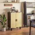 Black / White Rattan Door Sideboard Buffet Cabinet with Adjustable Shelves