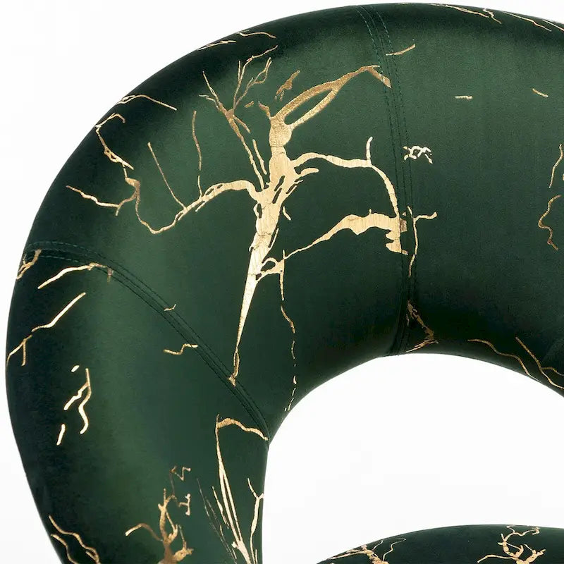 Black / Dark Green / Grey Velvet Accent Chair with Gold Pattern – Single Seat